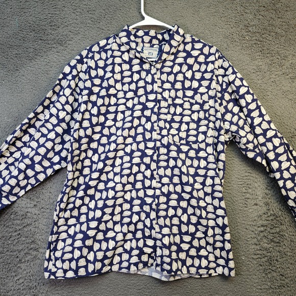 Lee Shirt Mens Large Hat Print Button Front Pocket‎ Vintage Style Graphic Casual - Picture 1 of 7
